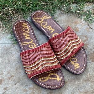 Sam Edelman Gallie slip on beaded sandals size 11 EU 42 boho beachy tropical